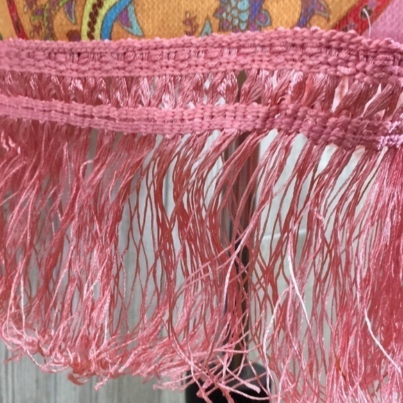 C.o.z.y. Pink Paisley Open Fringed Jacket Size Large - Picture 6 of 14